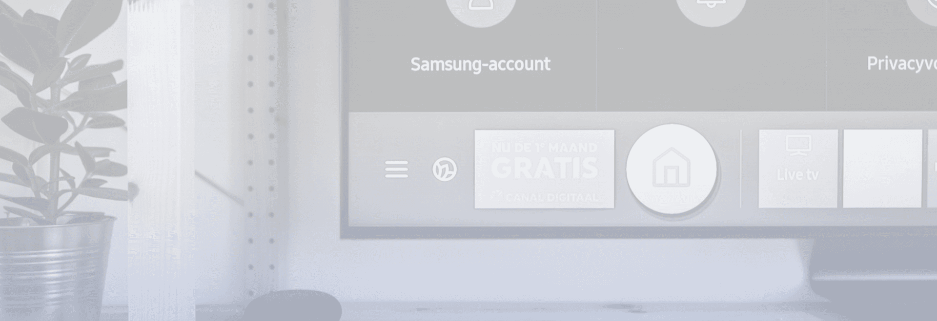 Background image of a television with subscription services.